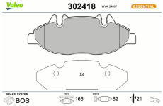 Sada brzdových destiček, kotoučová brzda VALEO 302418