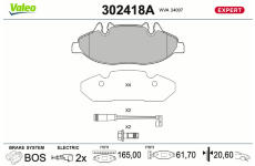 Sada brzdových destiček, kotoučová brzda VALEO 302418A