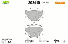 Sada brzdových destiček, kotoučová brzda VALEO 302419