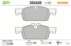 Sada brzdových destiček, kotoučová brzda VALEO 302420