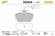 Sada brzdových destiček, kotoučová brzda VALEO 302424