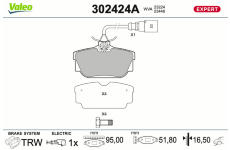 Sada brzdových destiček, kotoučová brzda VALEO 302424A