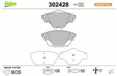 Sada brzdových destiček, kotoučová brzda VALEO 302428