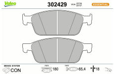 Sada brzdových destiček, kotoučová brzda VALEO 302429