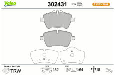 Sada brzdových destiček, kotoučová brzda VALEO 302431