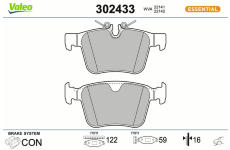 Sada brzdových destiček, kotoučová brzda VALEO 302433
