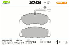 Sada brzdových destiček, kotoučová brzda VALEO 302436