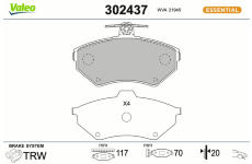 Sada brzdových destiček, kotoučová brzda VALEO 302437