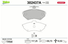 Sada brzdových destiček, kotoučová brzda VALEO 302437A