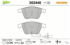 Sada brzdových destiček, kotoučová brzda VALEO 302440