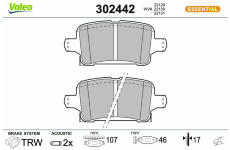 Sada brzdových destiček, kotoučová brzda VALEO 302442