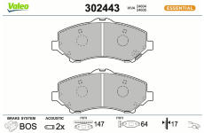 Sada brzdových destiček, kotoučová brzda VALEO 302443