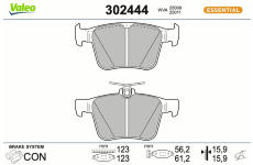 Sada brzdových destiček, kotoučová brzda VALEO 302444