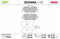 Sada brzdových destiček, kotoučová brzda VALEO 302446A