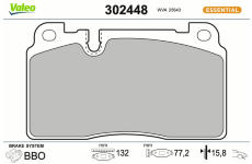 Sada brzdových destiček, kotoučová brzda VALEO 302448