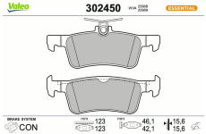 Sada brzdových destiček, kotoučová brzda VALEO 302450