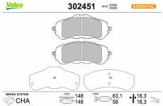 Sada brzdových destiček, kotoučová brzda VALEO 302451
