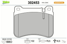 Sada brzdových destiček, kotoučová brzda VALEO 302453