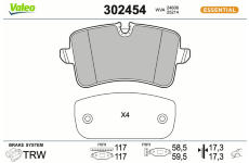 Sada brzdových destiček, kotoučová brzda VALEO 302454