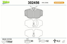 Sada brzdových destiček, kotoučová brzda VALEO 302456