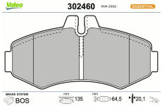 Sada brzdových destiček, kotoučová brzda VALEO 302460