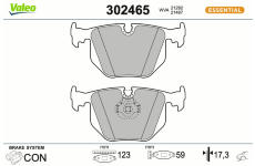Sada brzdových destiček, kotoučová brzda VALEO 302465