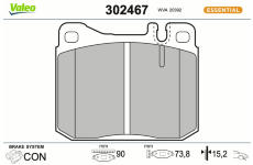 Sada brzdových destiček, kotoučová brzda VALEO 302467