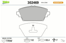 Sada brzdových destiček, kotoučová brzda VALEO 302469