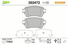 Sada brzdových destiček, kotoučová brzda VALEO 302472