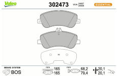 Sada brzdových destiček, kotoučová brzda VALEO 302473