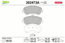 Sada brzdových destiček, kotoučová brzda VALEO 302473A