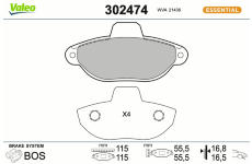 Sada brzdových destiček, kotoučová brzda VALEO 302474