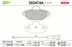 Sada brzdových destiček, kotoučová brzda VALEO 302474A