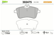 Sada brzdových destiček, kotoučová brzda VALEO 302475