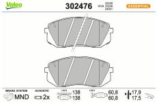 Sada brzdových destiček, kotoučová brzda VALEO 302476
