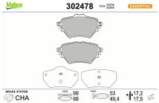 Sada brzdových destiček, kotoučová brzda VALEO 302478