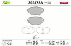 Sada brzdových platničiek kotúčovej brzdy VALEO 302478A
