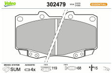 Sada brzdových destiček, kotoučová brzda VALEO 302479
