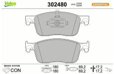 Sada brzdových destiček, kotoučová brzda VALEO 302480