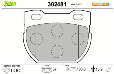 Sada brzdových destiček, kotoučová brzda VALEO 302481