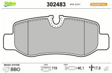 Sada brzdových destiček, kotoučová brzda VALEO 302483
