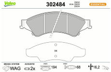 Sada brzdových destiček, kotoučová brzda VALEO 302484