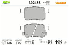Sada brzdových platničiek kotúčovej brzdy VALEO 302486