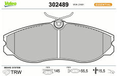 Sada brzdových destiček, kotoučová brzda VALEO 302489