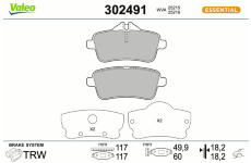 Sada brzdových destiček, kotoučová brzda VALEO 302491