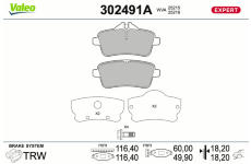 Sada brzdových platničiek kotúčovej brzdy VALEO 302491A