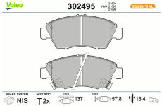 Sada brzdových destiček, kotoučová brzda VALEO 302495