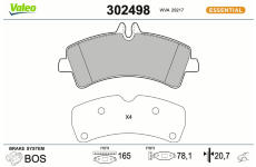 Sada brzdových destiček, kotoučová brzda VALEO 302498