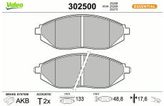Sada brzdových destiček, kotoučová brzda VALEO 302500