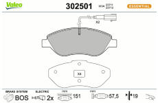 Sada brzdových destiček, kotoučová brzda VALEO 302501